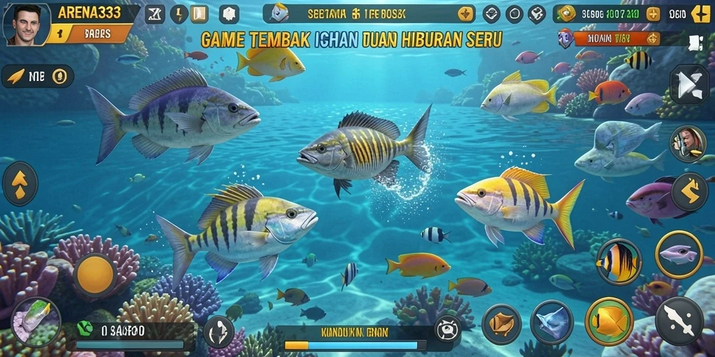 Tampilan menarik dari gameplay Tembak Ikan ARENA333 yang penuh warna.