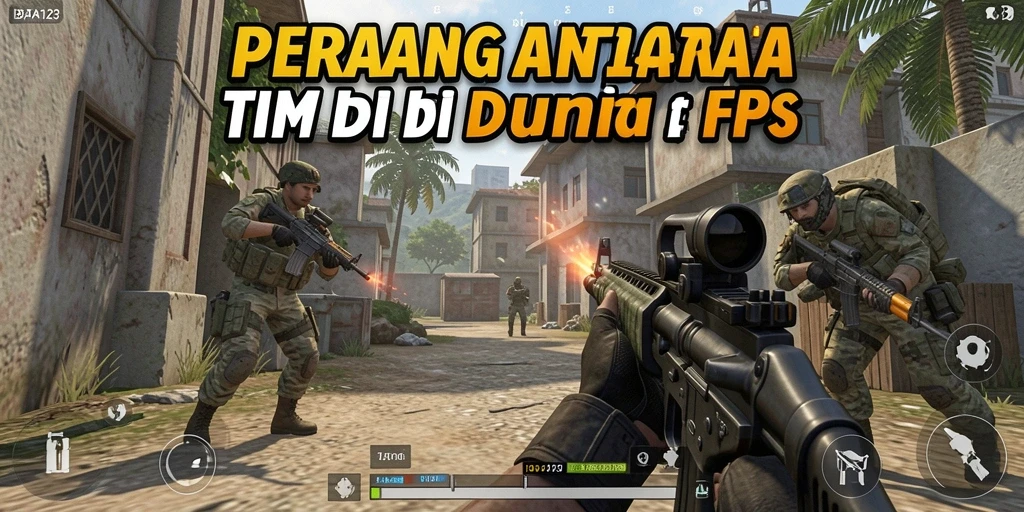 Screenshot utama BATA123 menunjukkan aksi seru dalam pertempuran FPS.