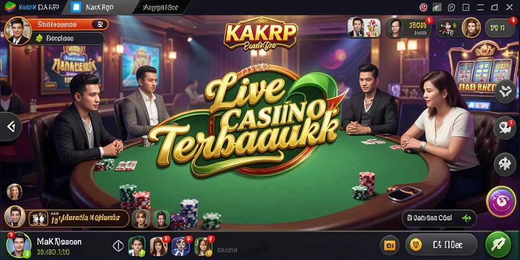 Screenshot gameplay Live Casino dengan dealer langsung yang interaktif.