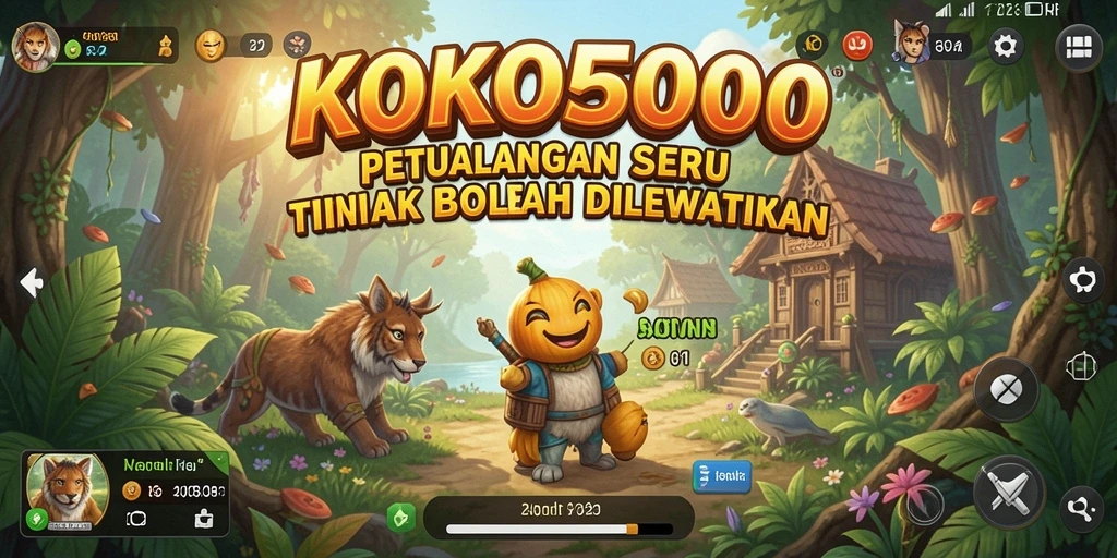 Screenshot gameplay KOKO5000 menunjukkan suasana petualangan yang mendebarkan.