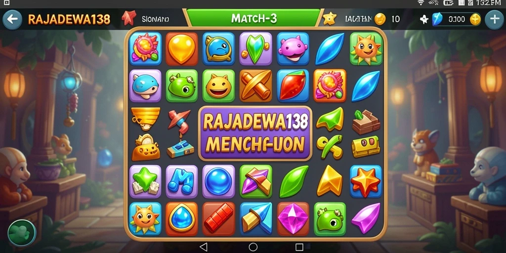 Tampilan seru gameplay RAJADEWA138 dalam momen mencocokkan item.