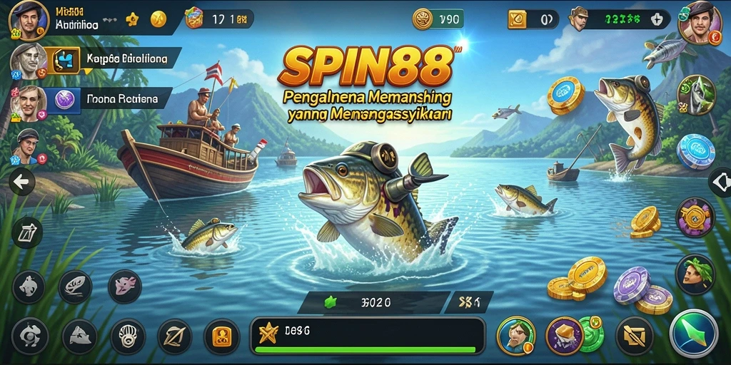 Screenshot utama SPIN88 menampilkan gameplay memancing yang menarik.